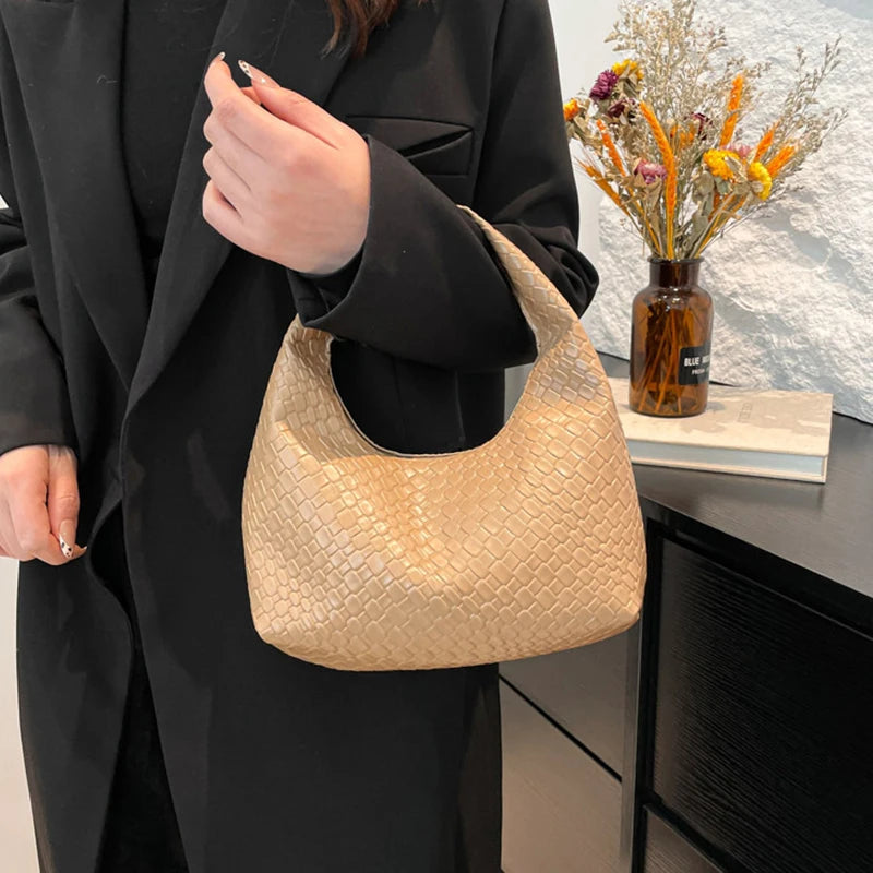 Woven Embossed Hobo Bag