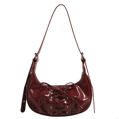 Crossed Leather Y2k Bag