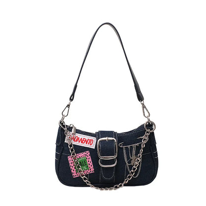 Denim Chain Shoulder Bag