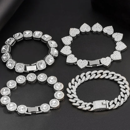 Iced Out Pink Cuban Bracelet Set