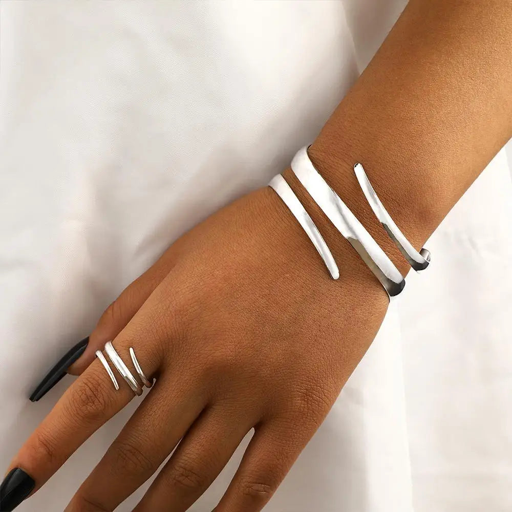 Silver Spiral Cuff Bracelet