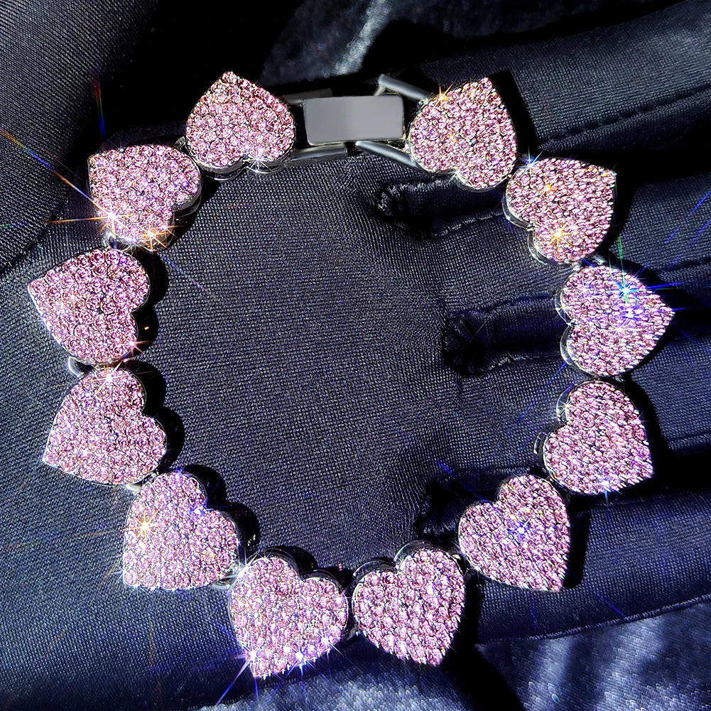Iced Out Pink Cuban Bracelet Set