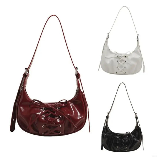 Crossed Leather Y2k Bag