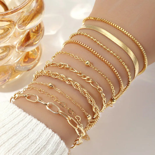 10 Pcs Gold Vintage Braclet Stack